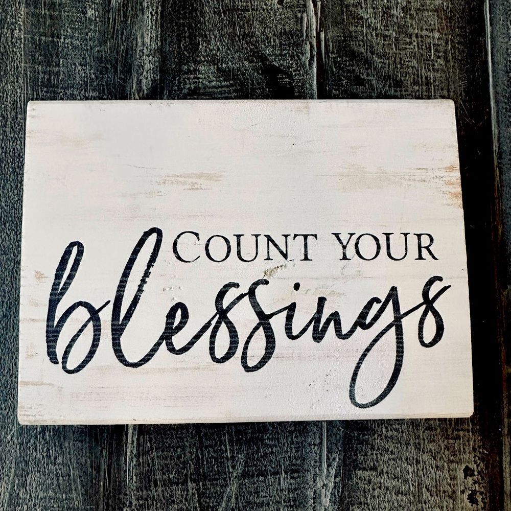 Count Your Blessings Solid Wood Block Decor Sign